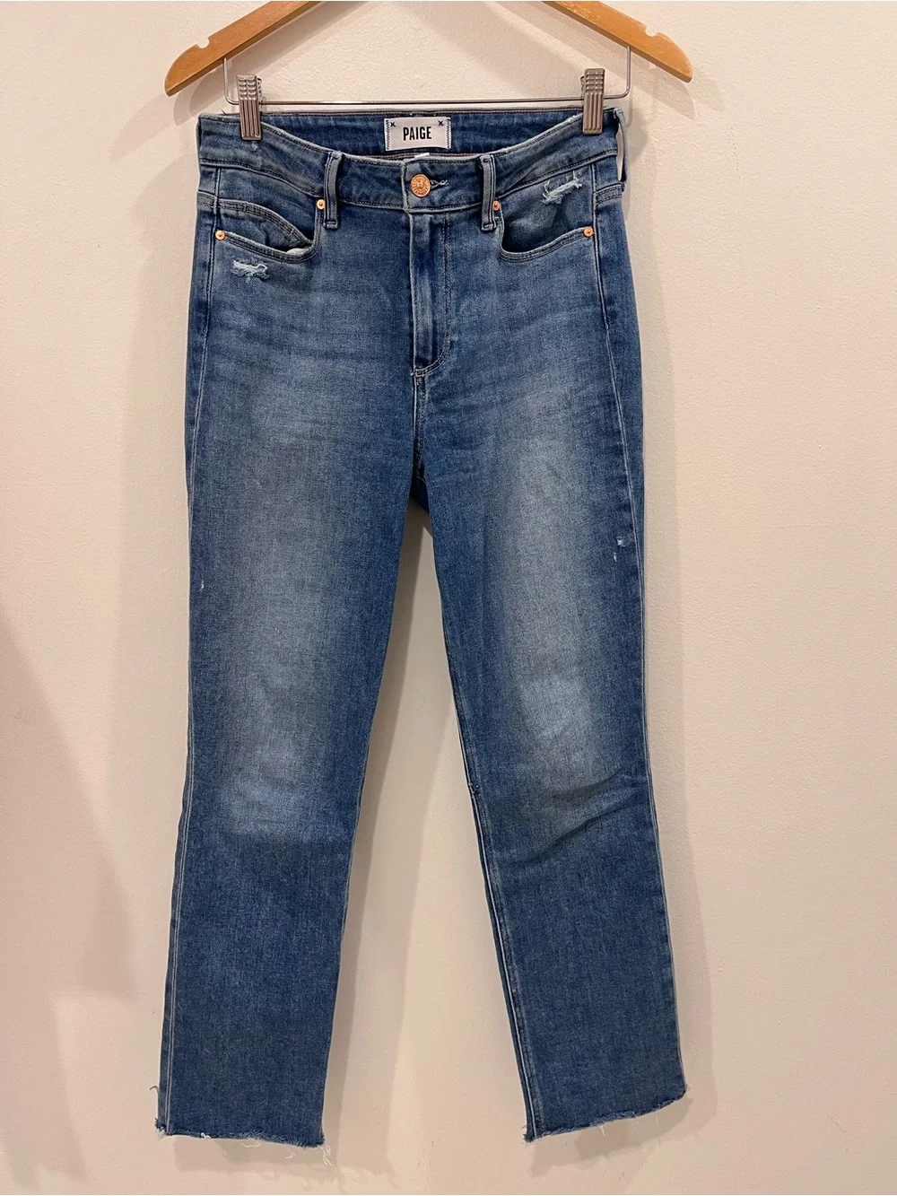Paige Cindy High Rise Straight Raw Hem Jeans